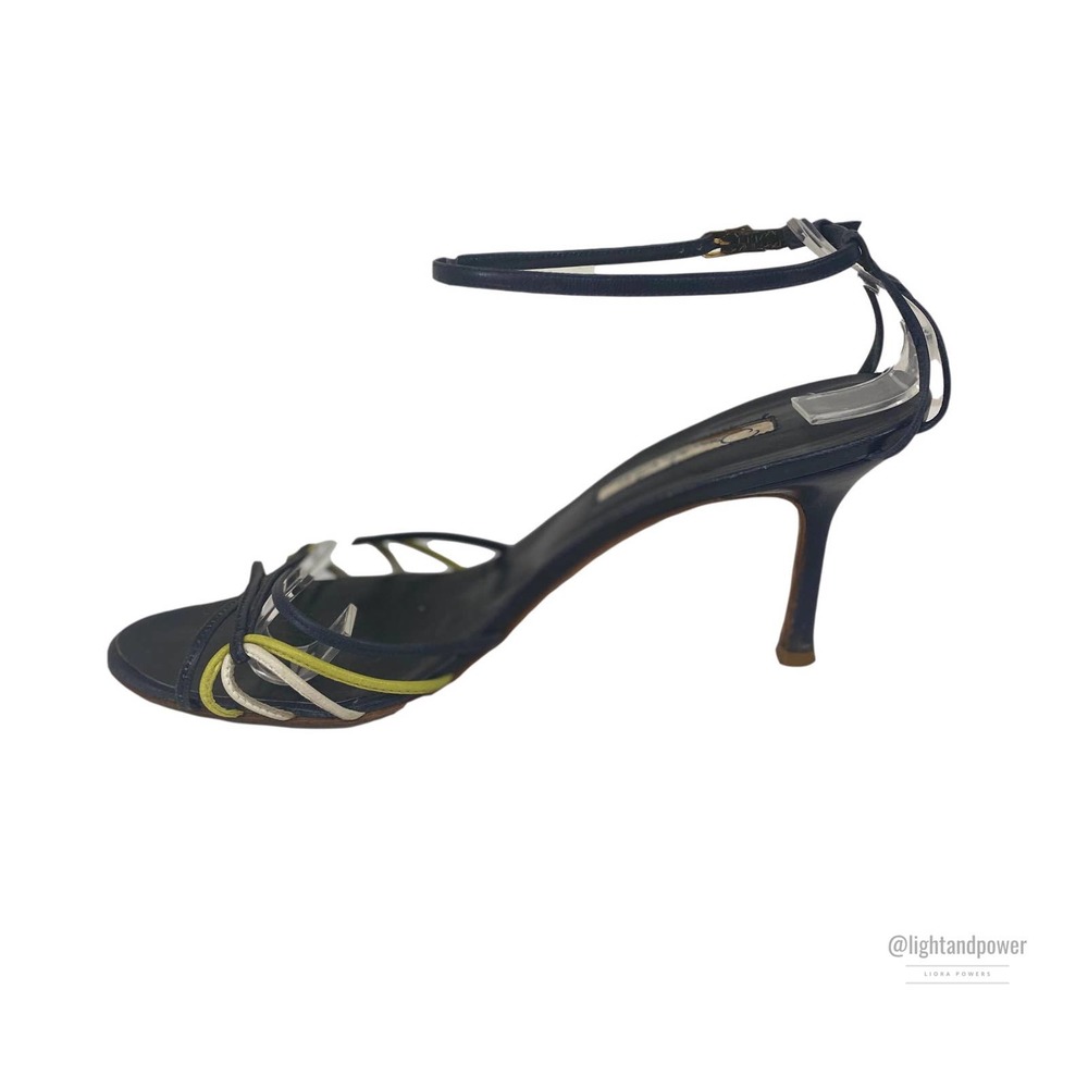 Oscar de la Renta Navy Citron Sandal Size 39